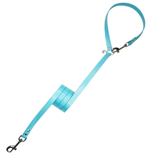 Guinzaglio in Ecopelle Azzurro Maniglia Apribile