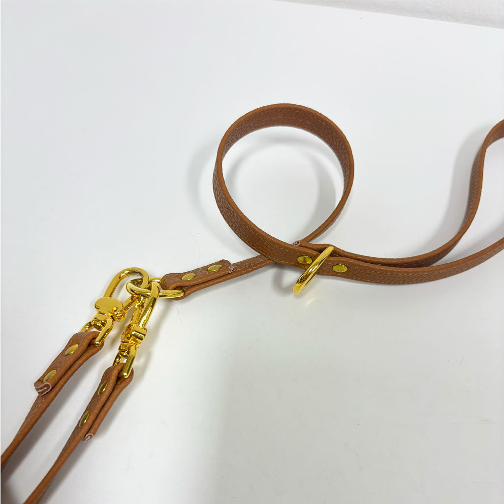 Guinzaglio Doppio in Ecopelle Biscotto